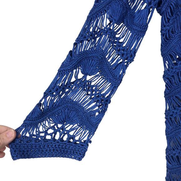 Chico’s Royal Blue Jodi Popover Crocheted Top w/Jewel V-Neck SZ 1 - Picture 7 of 9